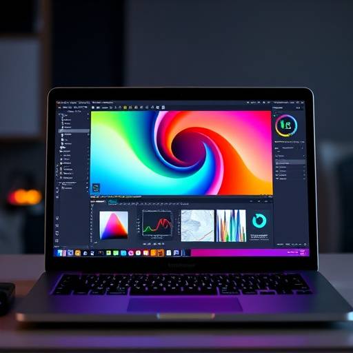 Ekran laptopa z otwartym programem graficznym, kurs grafiki komputerowej